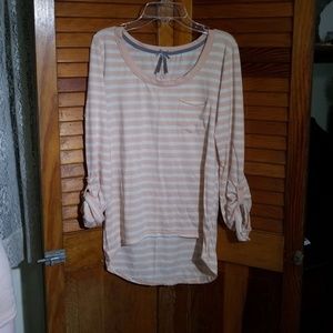 Poof! pink and cream long sleeve shirt